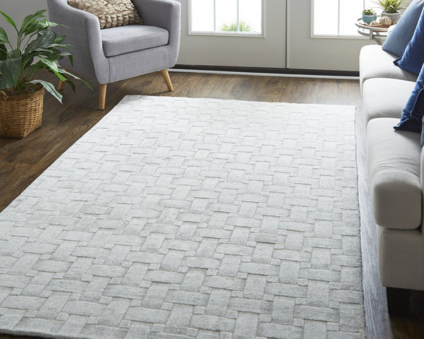 HomeRoots 2' Hand-Woven Silver and White Striped Area Rug - Elegant, Unique Design for Modern Interiors 2' X 3' 514748