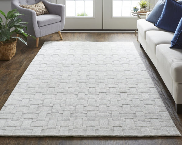 HomeRoots 2' Hand-Woven Silver and White Striped Area Rug - Elegant, Unique Design for Modern Interiors 2' X 3' 514748