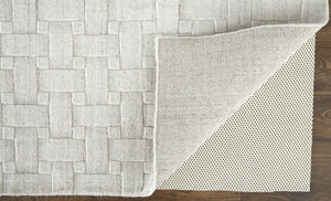 HomeRoots 2' Hand-Woven Silver and White Striped Area Rug - Elegant, Unique Design for Modern Interiors 2' X 3' 514748