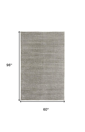 HomeRoots 4' Hand-Woven Gray and Silver Striped Area Rug – Artisan-Crafted for Elegance and Comfort in Any Space 5' X 8' 514750