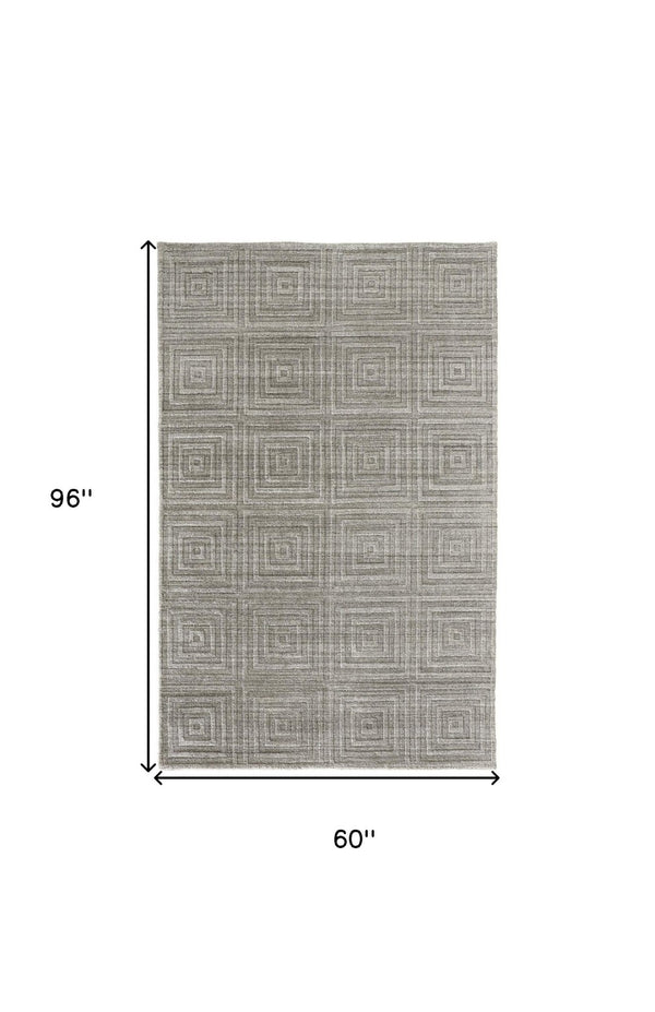 HomeRoots 4' Hand-Woven Gray and Silver Striped Area Rug – Artisan-Crafted for Elegance and Comfort in Any Space 5' X 8' 514750