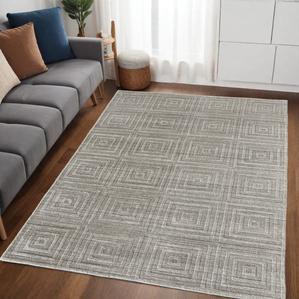 HomeRoots 4' Hand-Woven Gray and Silver Striped Area Rug – Artisan-Crafted for Elegance and Comfort in Any Space 5' X 8' 514750