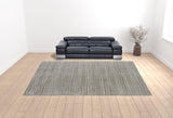 Homeroots 12' X 15' Gray And Silver Striped Hand Woven Area Rug Gray,Silver Viscose 514754