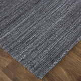 Homeroots 4' X 6' Gray And Black Striped Hand Woven Area Rug Gray,Black Viscose 514756