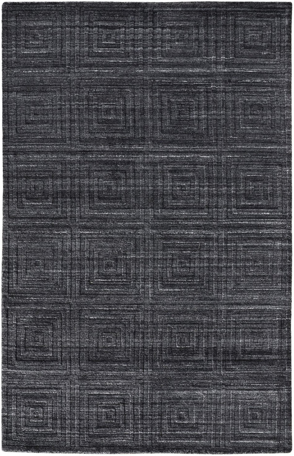 HomeRoots 4' Hand-Woven Gray and Black Geometric Area Rug – Contemporary Style, Soft Underfoot, Artisan Crafted 5' X 8' 514757