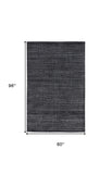 Homeroots 5' X 8' Gray And Black Striped Hand Woven Area Rug Gray,Black Viscose 514757