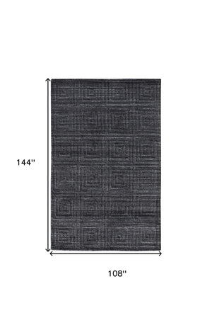 HomeRoots 4' Hand-Woven Gray and Black Geometric Area Rug – Contemporary Style, Soft Underfoot, Artisan Crafted 9' X 12' 514759