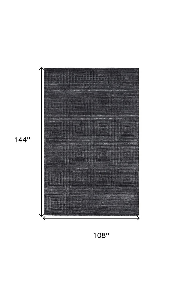 HomeRoots 4' Hand-Woven Gray and Black Geometric Area Rug – Contemporary Style, Soft Underfoot, Artisan Crafted 9' X 12' 514759