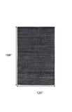 Homeroots 10' X 14' Gray And Black Striped Hand Woven Area Rug Gray,Black Viscose 514760