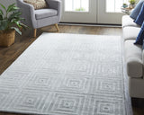 Homeroots 4' X 6' Silver And White Striped Hand Woven Area Rug White,Silver Viscose 514763