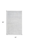 Homeroots 4' X 6' Silver And White Striped Hand Woven Area Rug White,Silver Viscose 514763