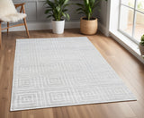 Homeroots 4' X 6' Silver And White Striped Hand Woven Area Rug White,Silver Viscose 514763