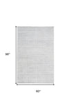 Homeroots 5' X 8' White And Silver Striped Hand Woven Area Rug White,Silver Viscose 514764