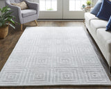 Homeroots 5' X 8' White And Silver Striped Hand Woven Area Rug White,Silver Viscose 514764