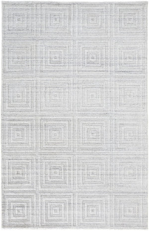 HomeRoots 4' Hand-Woven Silver and White Striped Area Rug – Elegant Viscose Design for Modern Interiors 10' X 14' 514767