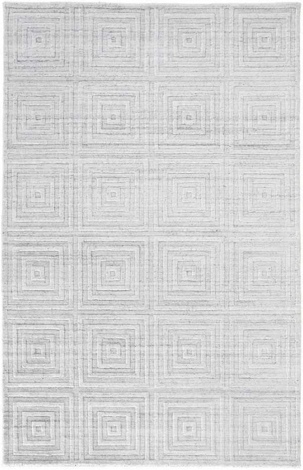 HomeRoots 4' Hand-Woven Silver and White Striped Area Rug – Elegant Viscose Design for Modern Interiors 10' X 14' 514767