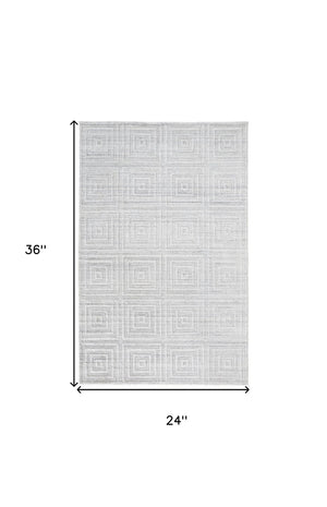 HomeRoots 2' Hand-Woven Silver and White Striped Area Rug – Elegant Texture for Small Spaces and Décor 2' X 3' 514769