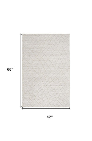 HomeRoots 4' Hand-Woven Gray and Ivory Striped Area Rug - Timeless Design for Living Spaces and Bedrooms 4' X 6' 514770