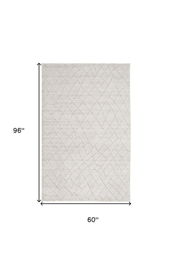 HomeRoots 4' Hand-Woven Gray and Ivory Striped Area Rug - Timeless Design for Living Spaces and Bedrooms 5' X 8' 514771