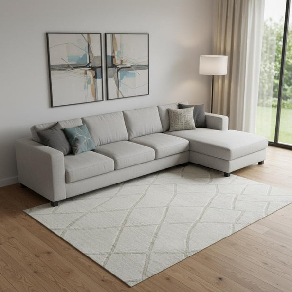 HomeRoots 4' Hand-Woven Gray and Ivory Striped Area Rug - Timeless Design for Living Spaces and Bedrooms 9' X 12' 514773