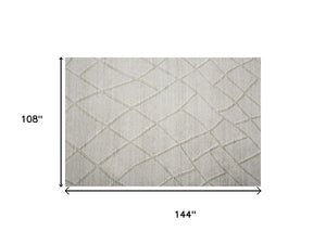 HomeRoots 4' Hand-Woven Gray and Ivory Striped Area Rug - Timeless Design for Living Spaces and Bedrooms 9' X 12' 514773
