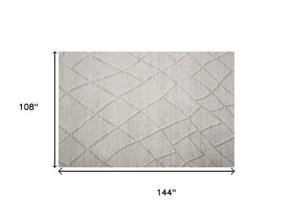 HomeRoots 4' Hand-Woven Gray and Ivory Striped Area Rug - Timeless Design for Living Spaces and Bedrooms 9' X 12' 514773
