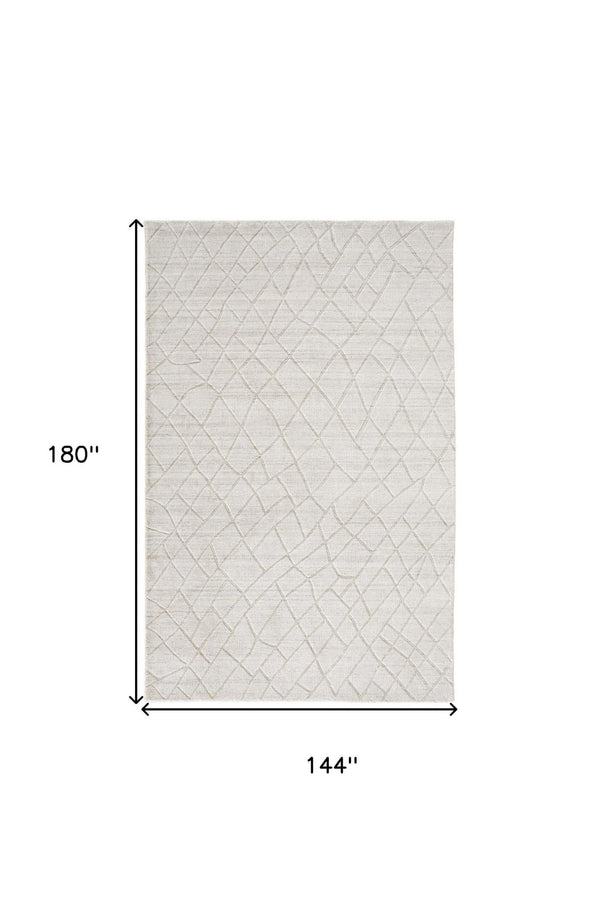 HomeRoots 4' Hand-Woven Gray and Ivory Striped Area Rug - Timeless Design for Living Spaces and Bedrooms 12' X 15' 514775