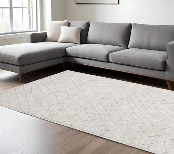 HomeRoots 4' Hand-Woven Gray and Ivory Striped Area Rug - Timeless Design for Living Spaces and Bedrooms 12' X 15' 514775