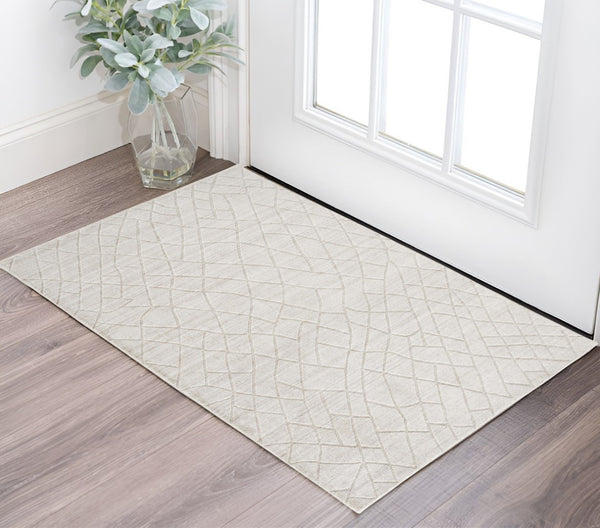 HomeRoots 2' Hand Woven Gray and Ivory Striped Area Rug – Artisan Crafted Elegance for Small Spaces and Decor 2' X 3' 514776