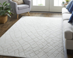 HomeRoots 2' Hand Woven Gray and Ivory Striped Area Rug – Artisan Crafted Elegance for Small Spaces and Decor 2' X 3' 514776