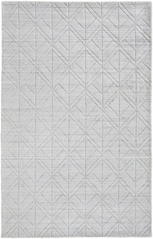 HomeRoots 4' Modern Hand-Woven Area Rug in White and Silver Geometric Design for Chic Home Décor Style 4' X 6' 514777