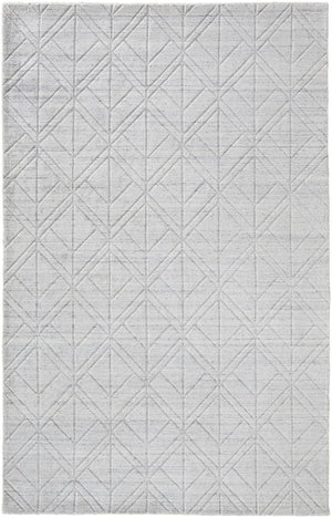 HomeRoots 4' Modern Hand-Woven Area Rug in White and Silver Geometric Design for Chic Home Décor Style 4' X 6' 514777
