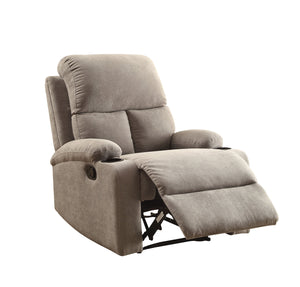 English Elm Grey Linen Recliner with Cup Holder and Memory Foam Seat, Tight Back Comfort, Smooth External Latch Recline — Perfect Relaxing Living Room Chair B062P215453