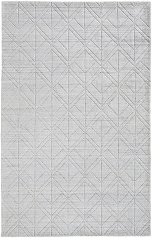 HomeRoots 4' Modern Hand-Woven Area Rug in White and Silver Geometric Design for Chic Home Décor Style 9' X 12' 514780