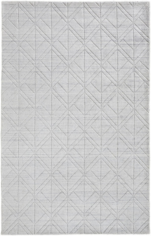 HomeRoots 4' Modern Hand-Woven Area Rug in White and Silver Geometric Design for Chic Home Décor Style 9' X 12' 514780