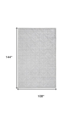 HomeRoots 4' Modern Hand-Woven Area Rug in White and Silver Geometric Design for Chic Home Décor Style 9' X 12' 514780