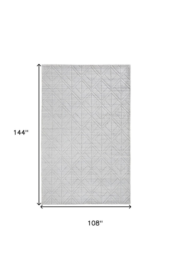 HomeRoots 4' Modern Hand-Woven Area Rug in White and Silver Geometric Design for Chic Home Décor Style 9' X 12' 514780