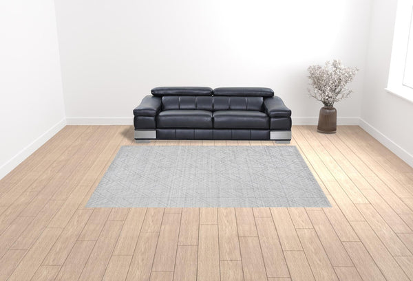 HomeRoots 4' Modern Hand-Woven Area Rug in White and Silver Geometric Design for Chic Home Décor Style 9' X 12' 514780