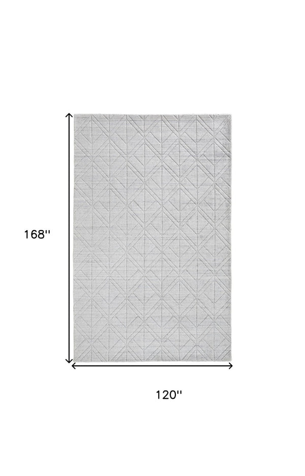 HomeRoots 4' Modern Hand-Woven Area Rug in White and Silver Geometric Design for Chic Home Décor Style 10' X 14' 514781