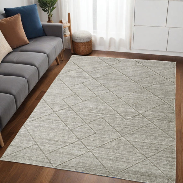 HomeRoots 4' Gray and Ivory Striped Hand-Woven Area Rug - Timeless Artisanal Elegance for Any Room Decor 5' X 8' 514785