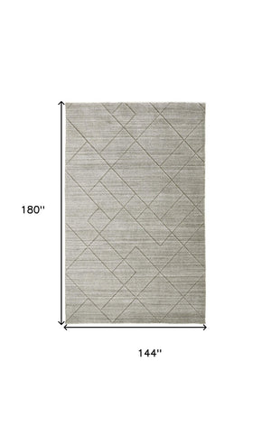 HomeRoots 4' Gray and Ivory Striped Hand-Woven Area Rug - Timeless Artisanal Elegance for Any Room Decor 12' X 15' 514789