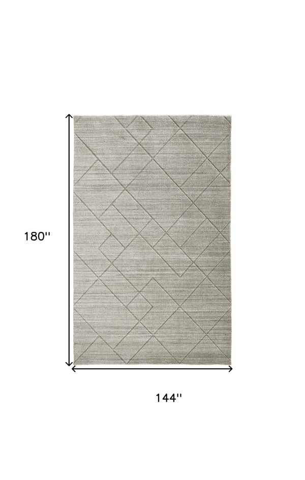 HomeRoots 4' Gray and Ivory Striped Hand-Woven Area Rug - Timeless Artisanal Elegance for Any Room Decor 12' X 15' 514789