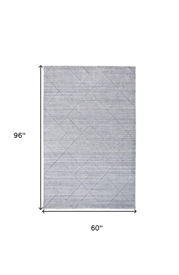 HomeRoots 4' Hand-Woven Gray and Silver Striped Area Rug - Elegant, Durable, and Unique for Any Space 5' X 8' 514792