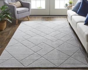 HomeRoots 4' Hand-Woven Gray and Silver Striped Area Rug - Elegant, Durable, and Unique for Any Space 5' X 8' 514792