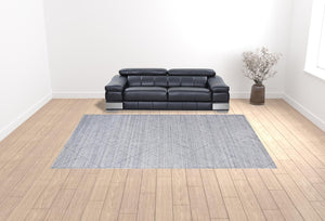 HomeRoots 4' Hand-Woven Gray and Silver Striped Area Rug - Elegant, Durable, and Unique for Any Space 10' X 14' 514795