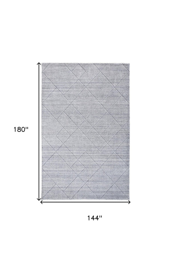 HomeRoots 4' Hand-Woven Gray and Silver Striped Area Rug - Elegant, Durable, and Unique for Any Space 12' X 15' 514796
