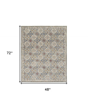 HomeRoots 4' Taupe & Ivory Hand-Tufted Wool Patchwork Area Rug - Cozy, Durable & Stylish for Every Space 4' X 6' 514798