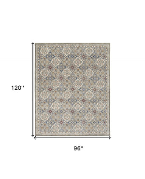 HomeRoots 4' Taupe & Ivory Hand-Tufted Wool Patchwork Area Rug - Cozy, Durable & Stylish for Every Space 8' X 10' 514800