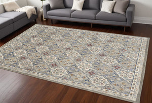 HomeRoots 4' Taupe & Ivory Hand-Tufted Wool Patchwork Area Rug - Cozy, Durable & Stylish for Every Space 8' X 10' 514800