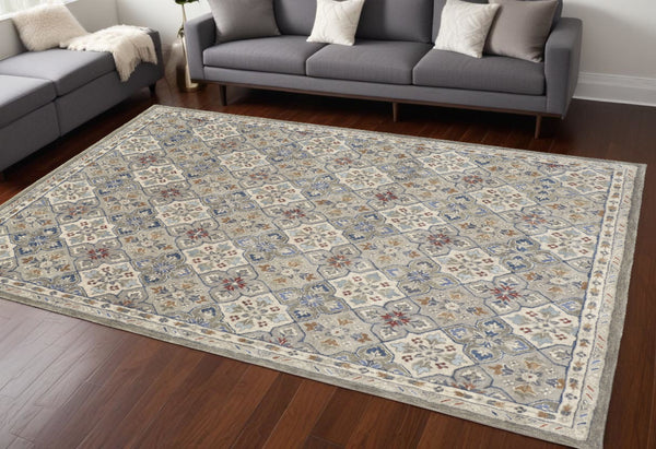 HomeRoots 4' Taupe & Ivory Hand-Tufted Wool Patchwork Area Rug - Cozy, Durable & Stylish for Every Space 8' X 10' 514800